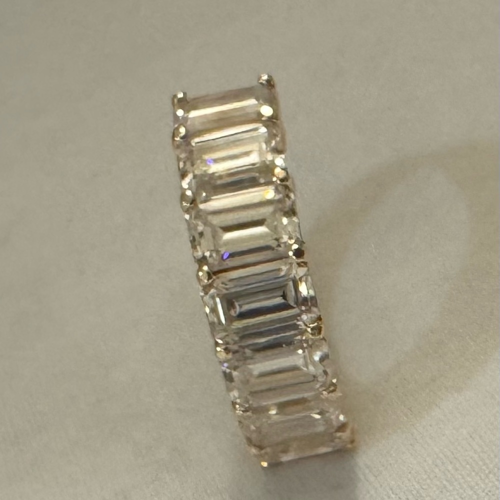 6x4mm Emerald Moissanite Anniversary band - MoissaniteCo